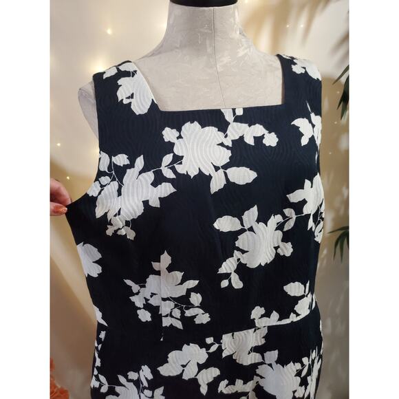 Talbots Floral Textured Cotton Square Neck Sheath Dress Womens Plus Size 16 - Picture 5 of 10